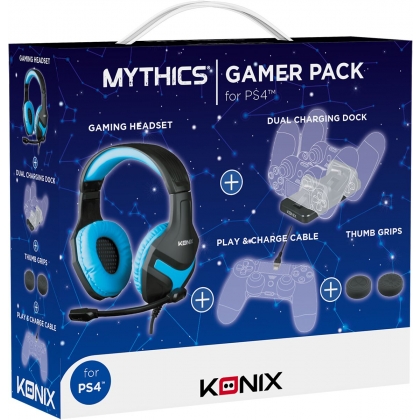 Konix gamer pack PS4 - dockingstation - headphone - cable